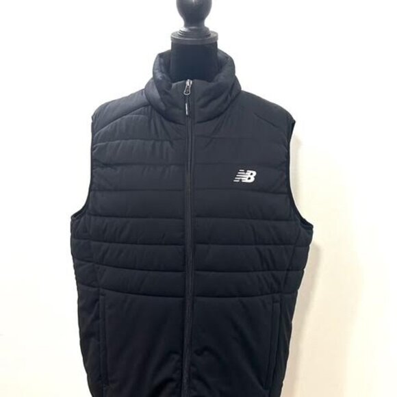 New Balance Mens Vest Quilted Comfort Black Puffer Full Zip with Pockets Sz M - Picture 8 of 8